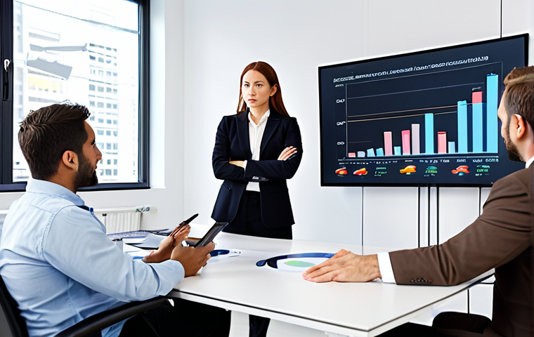 **A diverse group of investors meeting with a financial advisor in a bright, modern office. The advisor is explaining investment options with clear charts and graphs displayed on a large screen. Emphasis on trust and transparency.**