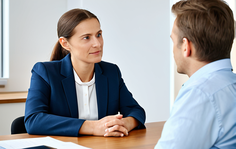 A male financial consultant, dressed in a modest business suit, intently listening to an elderly female client, who is wearing appropriate and comfortable clothing. They are seated opposite each other at a clean, professional wooden desk in a modern, brightly lit office with natural light. The consultant displays an open, empathetic expression and attentive posture. The client has a trusting, calm expression. The scene emphasizes sincere communication and trust-building. Full body shot, perfect anatomy, correct proportions, natural pose, well-formed hands, proper finger count, natural body proportions. Professional photography, high resolution, safe for work, appropriate content, fully clothed, professional, modest.