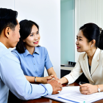 Fund Investment Advisor Meeting**

"A professional financial advisor in appropriate attire, advising a young Vietnamese couple on fund investments in a modern Ho Chi Minh City office, fully clothed, safe for work, perfect anatomy, natural proportions, professional photography, high quality, family-friendly."

**