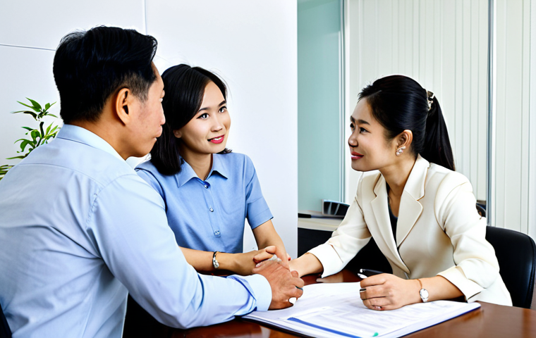 Fund Investment Advisor Meeting**

"A professional financial advisor in appropriate attire, advising a young Vietnamese couple on fund investments in a modern Ho Chi Minh City office, fully clothed, safe for work, perfect anatomy, natural proportions, professional photography, high quality, family-friendly."

**