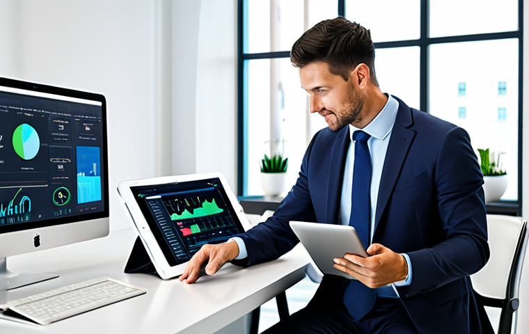 Robot Advisor**

"A modern investor interacting with a robot advisor interface on a tablet, showing portfolio analysis and investment options. The investor is fully clothed in appropriate professional attire, in a bright, clean, modern office setting. Safe for work, appropriate content, perfect anatomy, natural proportions, professional, modest, family-friendly."

**