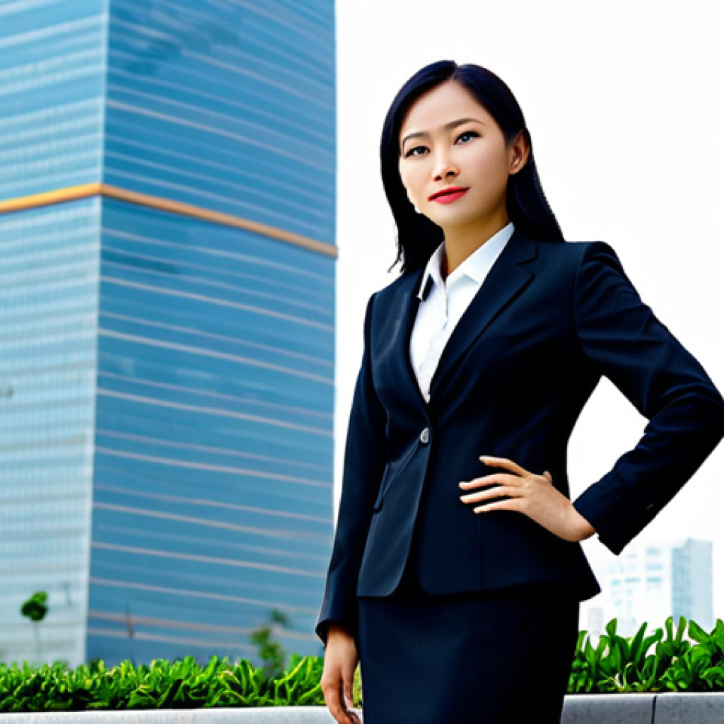 Business Professional**

"A professional businesswoman in a modest business suit, standing in front of a modern skyscraper in Ho Chi Minh City, fully clothed, appropriate attire, safe for work, perfect anatomy, natural proportions, professional photography, high quality."

**