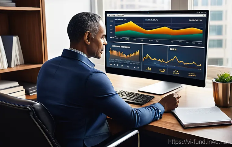 펀드투자상담사와 투자상품 비교법 - **Prompt:** A professional individual in their late 30s to early 40s stands confidently in a sleek, ...