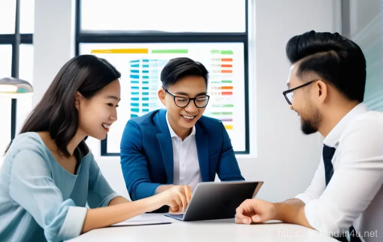 펀드투자상담사 자격증으로 확대 가능한 경력 - **Prompt:** A confident Vietnamese male wealth manager, early 40s, impeccably dressed in a sharp bus...