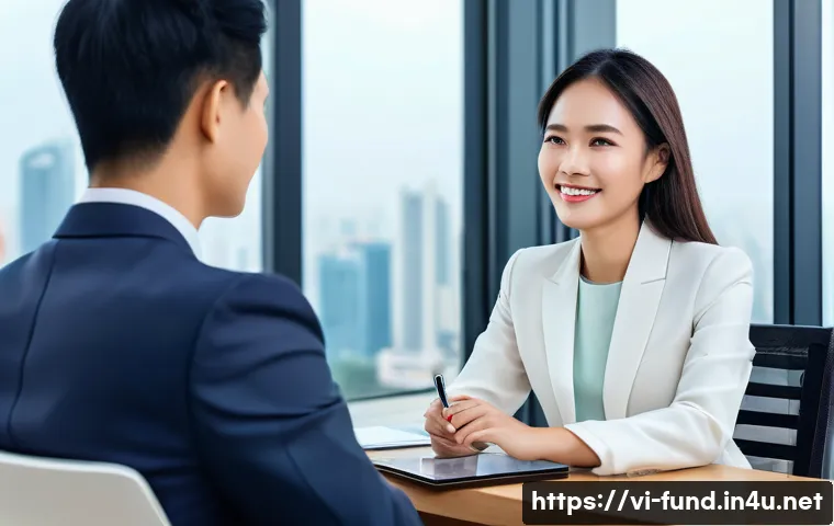 펀드투자상담사 채용 공고 분석 - **Prompt 1: The Trustworthy Advisor**
    "A bright, modern office interior in a bustling Vietnamese...