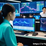 펀드투자상담사와 관련된 금융 기술 트렌드 - **Prompt:** A diverse group of young Vietnamese financial analysts (men and women, fully clothed in ...