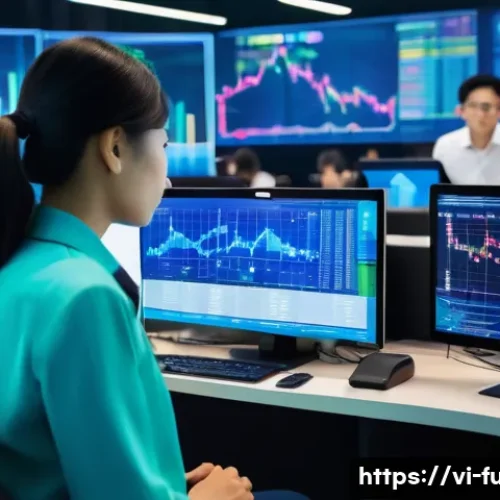 펀드투자상담사와 관련된 금융 기술 트렌드 - **Prompt:** A diverse group of young Vietnamese financial analysts (men and women, fully clothed in ...