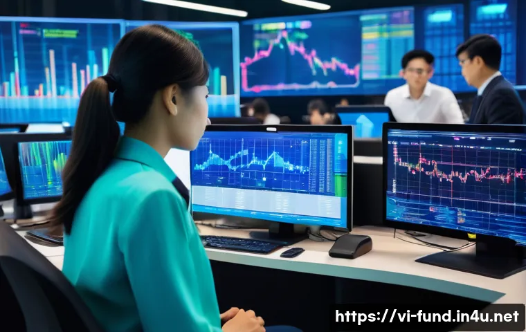 펀드투자상담사와 관련된 금융 기술 트렌드 - **Prompt:** A diverse group of young Vietnamese financial analysts (men and women, fully clothed in ...