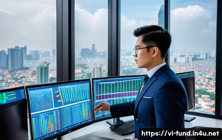 펀드투자상담사 자격증 트렌드 변화 - A professional Vietnamese investment advisor in a modern office setting, wearing formal business att...