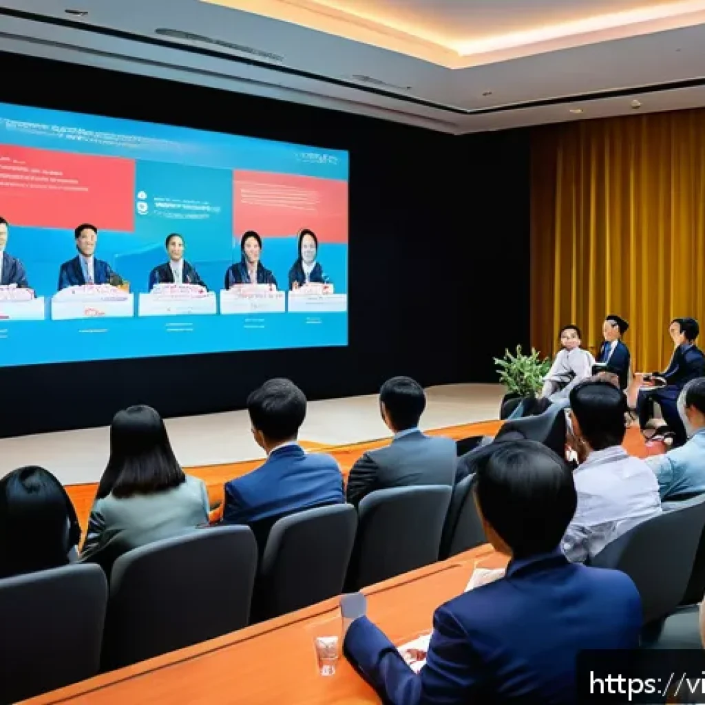 펀드투자상담사 관련 직무 워크숍 후기 - A modern Vietnamese financial conference scene showing diverse professionals attentively listening t...