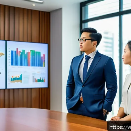 Home 33 펀드투자상담사 자격증 해외 활용 가능성 - A professional Vietnamese financial advisor in a modern office setting, wearing business attire and ...