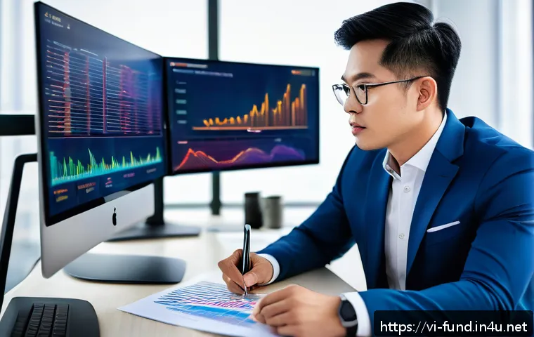 펀드투자상담사 자격증 장기 보유자의 인터뷰 - A professional Vietnamese financial advisor in a modern office setting, attentively listening to a d...