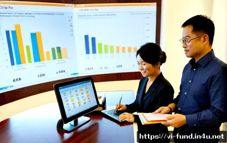 Home 17 펀드투자상담사와 연금 투자 전략 - Photorealistic Vietnamese financial advisor in a neat modern Hanoi office, warmly guiding a middle-a...