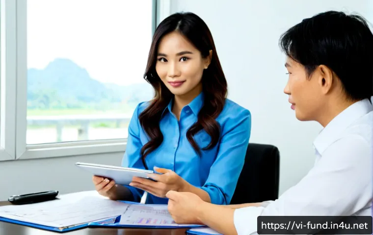 Home 17 펀드투자상담사로서 고객 서비스 향상 전략 - Photorealistic Vietnamese female fund investment advisor in professional modest business attire warm...